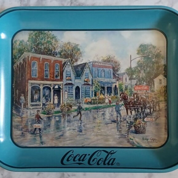 1992 Dresden, OH Coca Cola Metal Tray Commemorative LESLIE COPE'S FINAL TRAY! - Picture 1 of 3